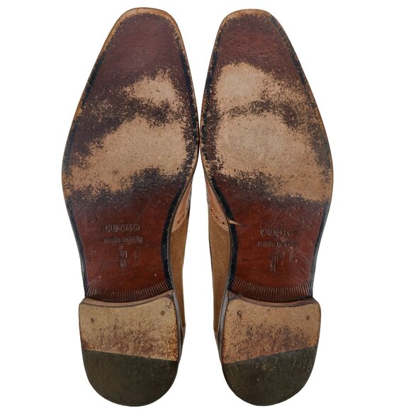 Mercanti Fiorentini Italy Dress Shoes Men 10 Brown Leather Wingtip Derby Oxfords - Picture 3 of 15